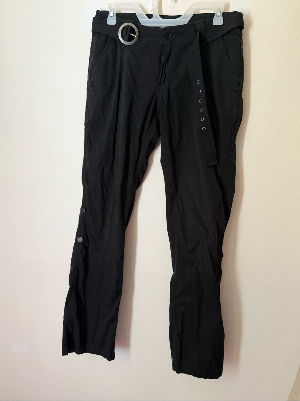 Castro Black Slim Chinos with O-Ring Belt